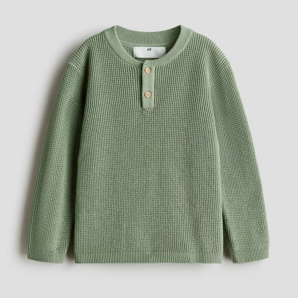 H&M Waffle Knit Sage Green Crewneck Sweater